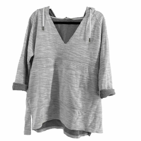 Soft Surroundings Women’s Hoodie L‎ Gray Comfy Sweatshirt Reversible Oversized - Picture 1 of 11